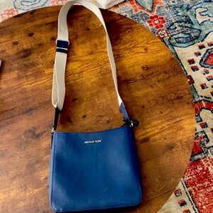 Michael Kors Navy blue crossbody with tan adjustable strap